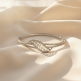 Royal Swirl CZ Stainless Silver Designer Bracelet For Women & Girls