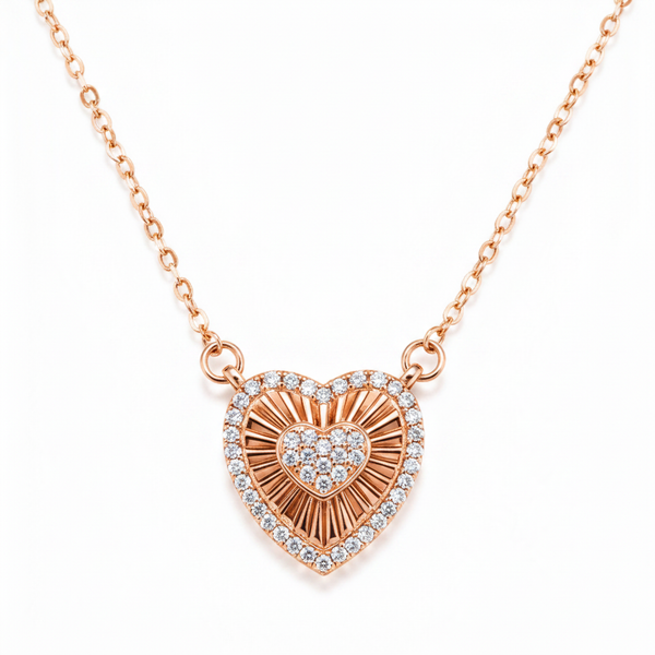 Romantic Rose Gold Heart Necklace for Women
