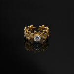 Luxury Flower Blossom Adjustable Ring with Sparkling CZ for Women