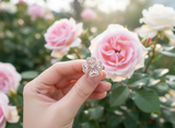 Rose Gold Blossom Crystal Ring for Women