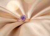 Rose Gold Purple Floral Adjustable Ring for Women