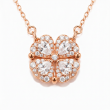 Heart-Shaped Crystal Clover Pendant Necklace