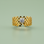 Chic Anti-Tarnish Lattice Pattern Ring with CZ Stone