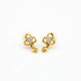 NXGOLD Clover Crystal Drop Gold-Toned Stud Earrings for Women