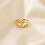 Designer Double Layer Floral CZ Ring for Women