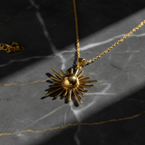 Golden Solstice Sun Necklace for Women