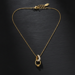 Golden Crystal Link Pendant Necklace for Women