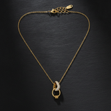 Golden Crystal Link Pendant Necklace for Women
