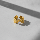 Designer Adjustable Flower Ring with CZ Stone