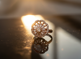 Rose Gold Floral Halo Ring for Women