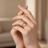 Elegant Anti-Tarnish Chain Link Ring with CZ Stone