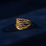 Modern Lattice Gold Finish Ring for Women