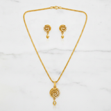 Elegant Paisley CZ Pendant Necklace & Matching Drop Earrings Set for Women