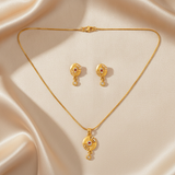 Radiant Ruby Halo Pendant Necklace Set