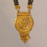 Designer Black Bead Mangalsutra with Heritage Round Pendant for Women