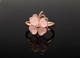 Rose Gold Clover Flower Ring for Women