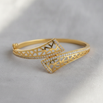 Luxury Geometric Lattice CZ Open Kada Bracelet for Women