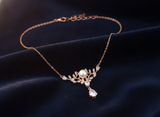 Elegant Pearl Crown Pendant Necklace in Rose Gold