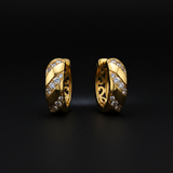 NXGOLD Twisted Crystal Gold-Toned Huggie Hoop Earrings for Women