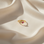 NXGOLD Romantic Heart & Pear Cut Ruby Stone Ring for Women