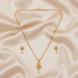 Elegant Floral CZ Pendant Necklace & Matching Drop Earrings Set for Women
