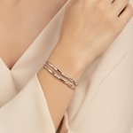 925 Silver Elegant Twisted Bangles with Cubic Zirconia