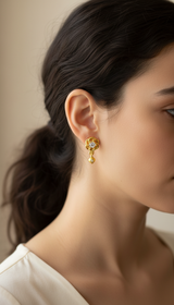 NXGOLD Floral Crystal Drop Gold-Toned Stud Earrings for Women