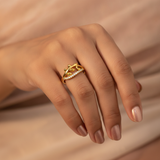 NXGOLD Nature Inspired Leaf Open Ring with Cubic Zirconia