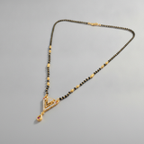 Designer Triangle CZ Stone Mangalsutra with Ruby Drop Pendant for Women