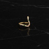 Elegant Curved Wave Ring with Multicolor Cubic Zirconia for Women & Girls