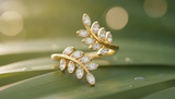 Elegant Marquise Crystal Leaf Adjustable Ring for Women