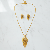 Elegant Traditional Floral Medallion Necklace & Earrings Set for Women