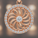 Rose Gold Crystal Sunburst Pendant Necklace for Women