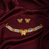 Elegant Butterfly Pearl Choker & Earrings Set