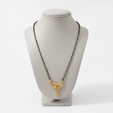 NXGOLD Designer Black Bead Mangalsutra with CZ Leaf Pendant
