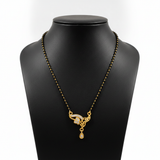 NXGOLD Designer Black Bead Mangalsutra with CZ Leaf Pendant