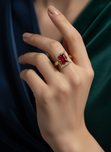 NXGOLD Ruby Royale Halo Ring