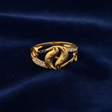 Elegant Leaf Embrace Crystal Ring for Women
