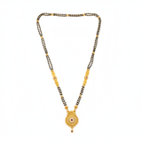 Traditional Black Bead Mangalsutra Necklace with Designer Round Pendant for Women