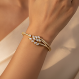 Regal Marquise Crystal Leaf Open Bracelet for Women