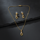 Premium Oval Link Pendant Necklace & Matching Earrings