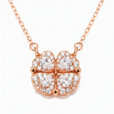 Heart-Shaped Crystal Clover Pendant Necklace