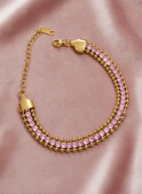 NXGOLD Designer Pink Cubic Zirconia Bracelet for Girls & Women