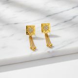 NXGOLD Regal Chain Tassel Crystal Earrings