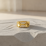 Imperial Crystal Bow Crest Gold Ring