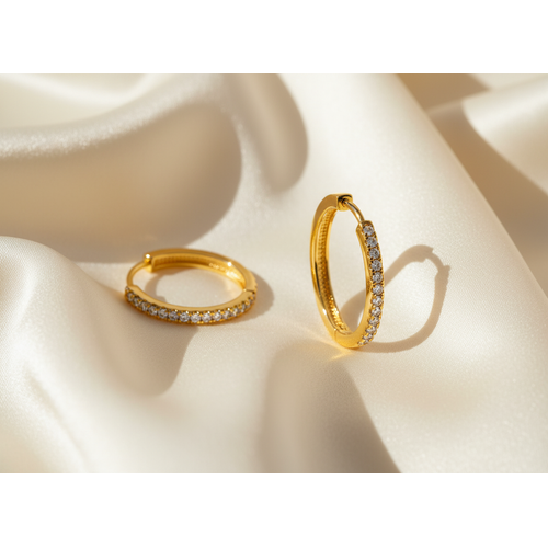 NXGOLD Classic Crystal Gold-Toned Hoop Earrings for Women