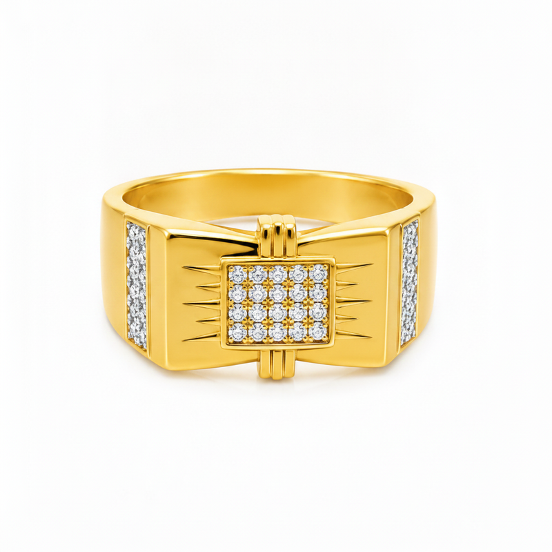 NXGOLD Regal Square Crystal Signet Ring for Men & Boys