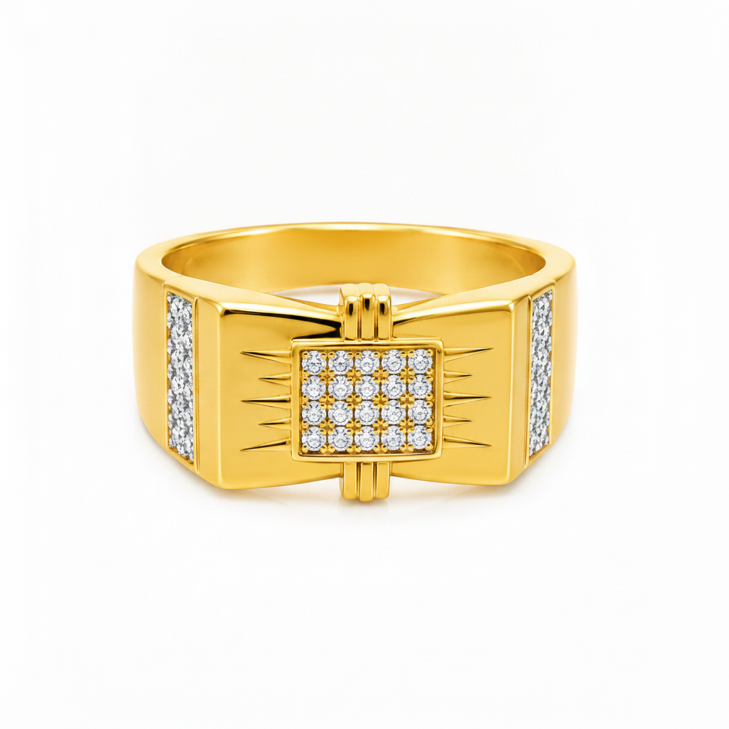 NXGOLD Regal Square Crystal Signet Ring for Men & Boys