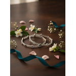 925 Silver Flower Pattern Bangles