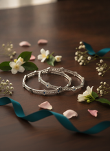 925 Silver Flower Pattern Bangles